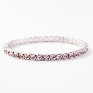 Touchstone Crystal June Birthstone Stretch Bracelet Light Amethys Pink Crystal